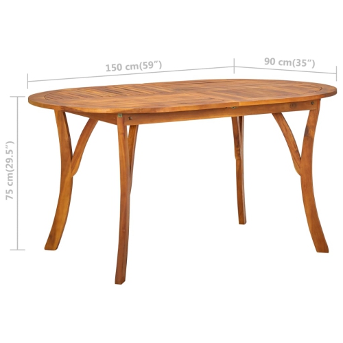 vidaXL Patio Table 59.1"x35.4"x29.5" Solid Acacia Wood