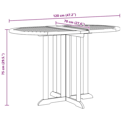 vidaXL Folding Butterfly Patio Table 47.2"x27.6"x29.5" Solid Teak Wood