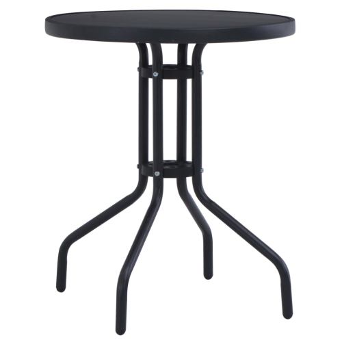 VIDAXL  Patio Table 31.5" Steel And Glass In Black