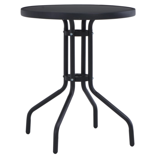 VIDAXL  Garden Table Black 60 Cm Steel And Glass