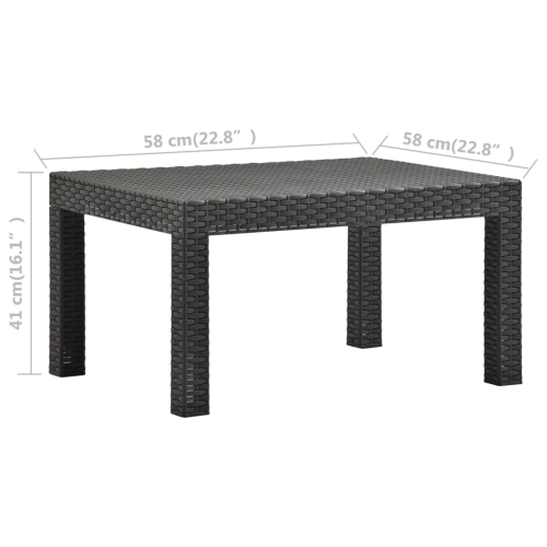 vidaXL Garden Table Anthracite 58x58x41 cm PP Rattan