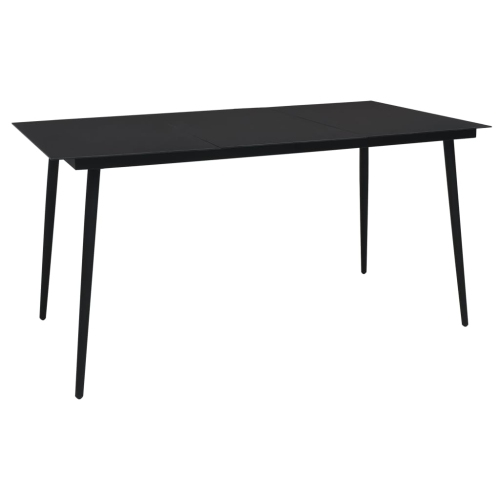 VIDAXL  Patio Dining Table Black 59.1"x31.5"x29.1" Steel And Glass