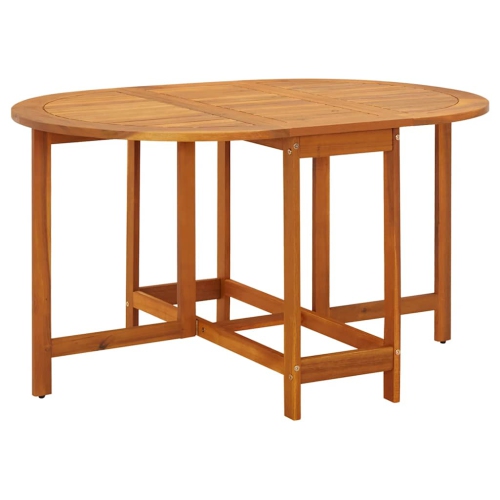 vidaXL Folding Patio Table, Oval Drop Leaf Table, Solid Acacia Wood, 51.2''x35.4''x28.3''