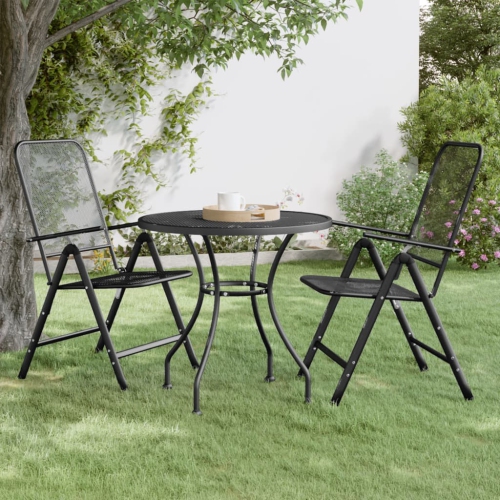 vidaXL Garden Table Ø80x72 cm Expanded Metal Mesh Anthracite