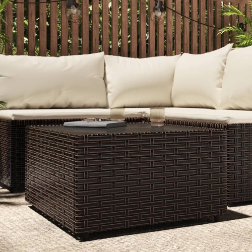 VIDAXL  Square Garden Coffee Table Brown 50X50X30 Cm Poly Rattan