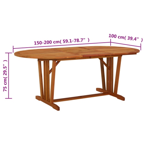 Table de jardin en bois massif d'eucalyptus de 75&nbsp;cm, 200 x 100 x très grand