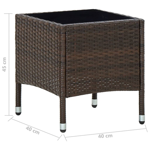 Table de jardin en rotin de polyester 45&nbsp;cm 40 x 40 po brun vidaXL