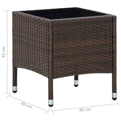 Table de jardin en rotin de polyester 45&nbsp;cm 40 x 40 po brun vidaXL