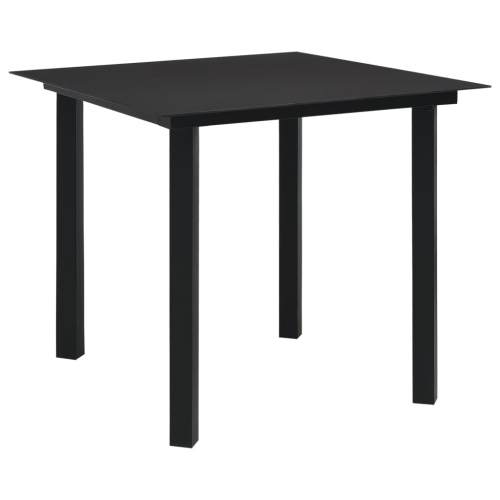VIDAXL  Patio Dining Table 31.5"x31.5"x29.1" Steel And Glass In Black