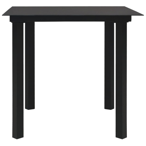 vidaXL Patio Dining Table Black 31.5"x31.5"x29.1" Steel and Glass