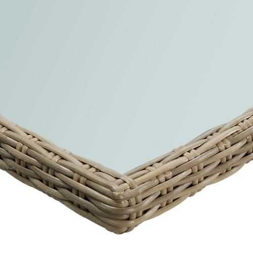 Table de jardin en verre et en rotin de polyester de 78,7 x x39,4 x x29,1 po brun vidaXL
