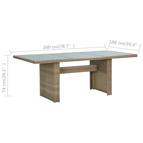 Table de jardin en verre et en rotin de polyester de 78,7 x x39,4 x x29,1 po brun vidaXL