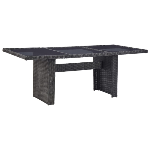 VIDAXL  Patio Dining Table 78.7"x39.4"x29.1" Glass And Poly Rattan In Black