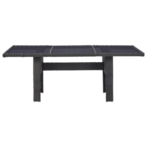 vidaXL Patio Dining Table Black 78.7"x39.4"x29.1" Glass and Poly Rattan