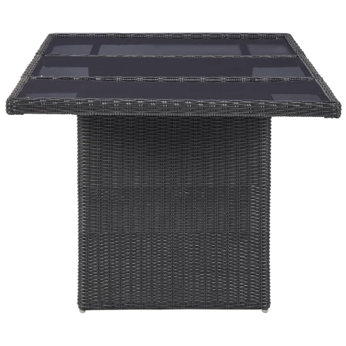 vidaXL Patio Dining Table Black 78.7"x39.4"x29.1" Glass and Poly Rattan