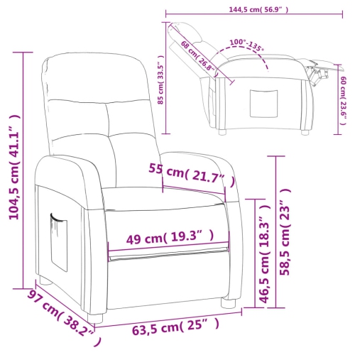 vidaXL Recliner Chair Light Grey Fabric