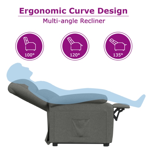 vidaXL Recliner Chair Light Grey Fabric