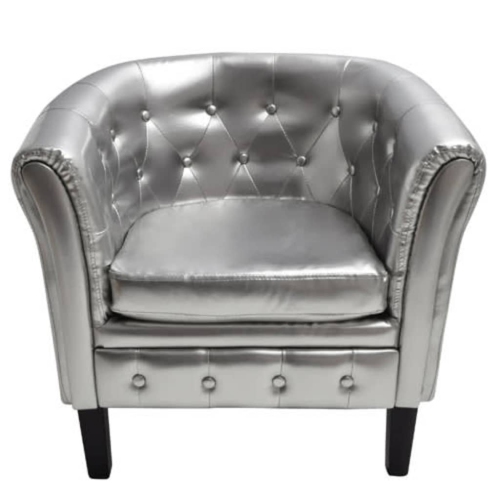 VIDAXL  Tub Chair Silver Faux Leather