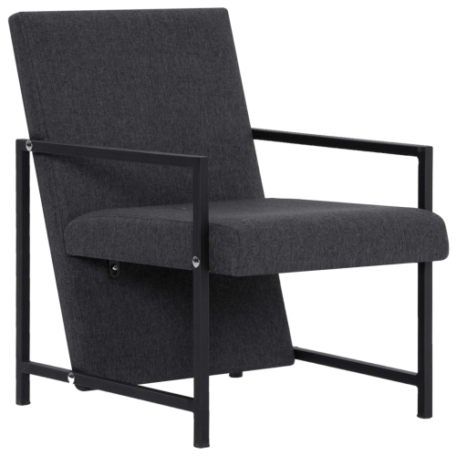 Fauteuil à accoudoirs en tissu gris foncé avec pieds chromés vidaXL