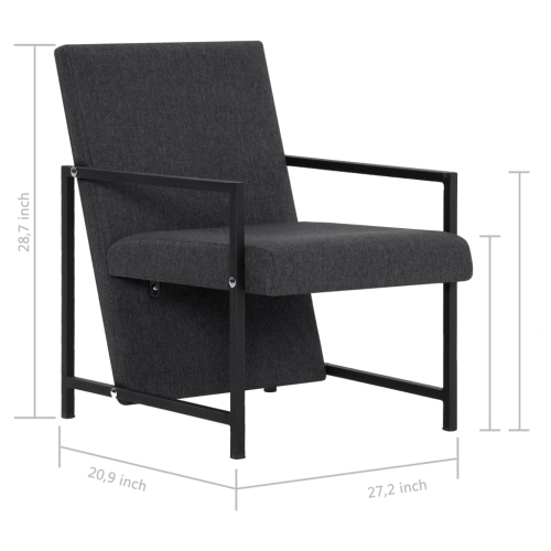 Fauteuil à accoudoirs en tissu gris foncé avec pieds chromés vidaXL