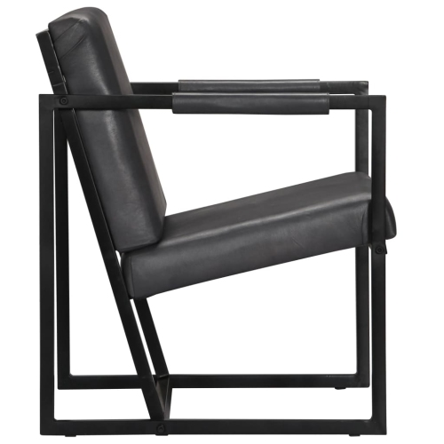 vidaXL Armchair Grey Real Leather