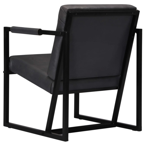 vidaXL Armchair Grey Real Leather