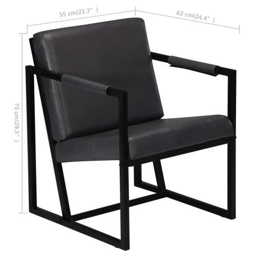 vidaXL Armchair Grey Real Leather