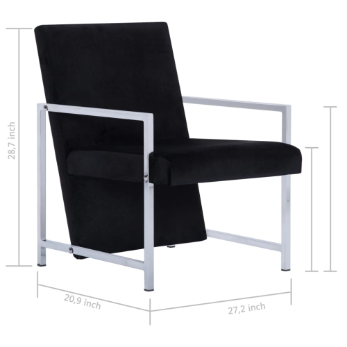 vidaXL Armchair with Chrome Feet Black Velvet