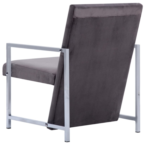 vidaXL Armchair with Chrome Feet Dark Gray Velvet