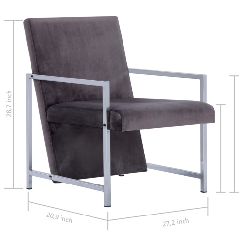 vidaXL Armchair with Chrome Feet Dark Gray Velvet