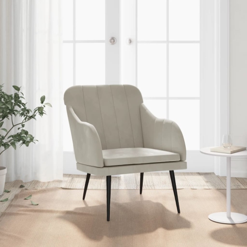 vidaXL Armchair Light Grey 63x76x80 cm Velvet