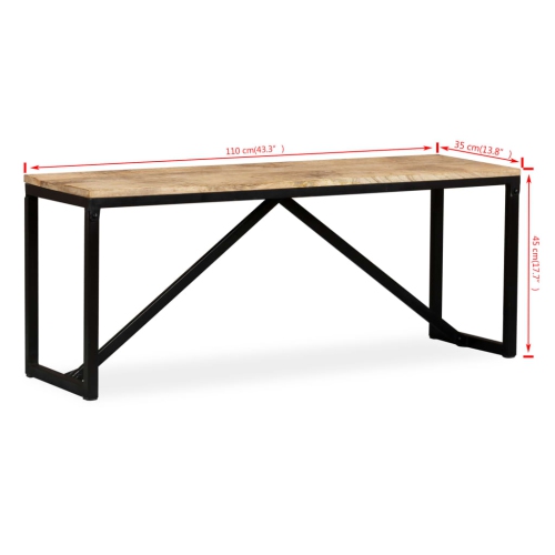 Banc vidaXL en bois de manguier massif 110 x 35 x 35 po 45 cm