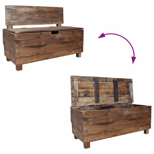 VidaXL – Banc en bois avec rangement, style rustique, bois récupéré, 33 x 15,7 x 9&nbsp;po, brun