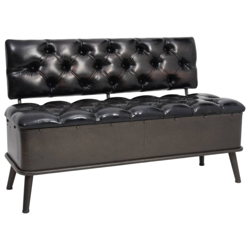 Banc de rangement avec dossier en similicuir noir 110&nbsp;cm de vidaXL