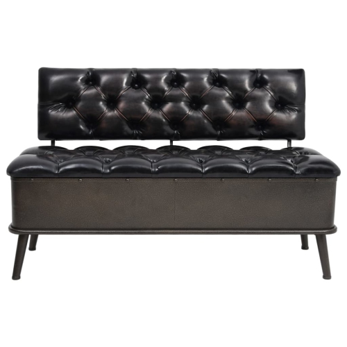Banc de rangement avec dossier en similicuir noir 110&nbsp;cm de vidaXL