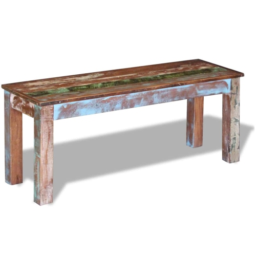 VidaXL – Banc en bois, intérieur/extérieur, bois récupéré, 43 x 3 x 17,7&nbsp;po, multicolore