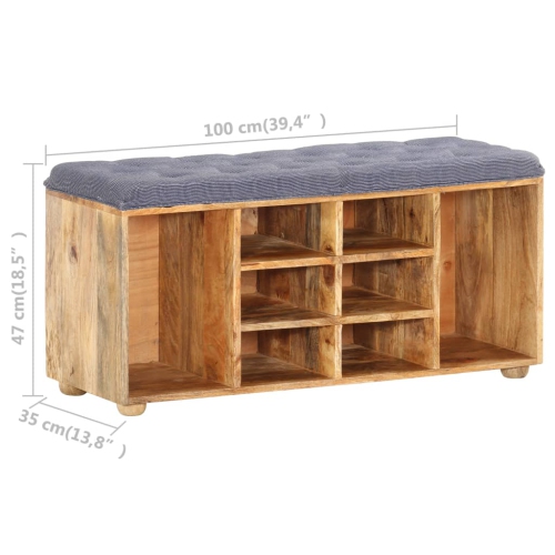 Banc de vestibule 47&nbsp;cm, 100 x 35 x 35 po, bois de manguier massif