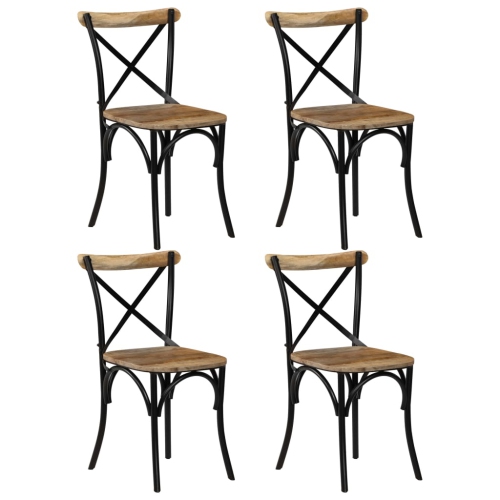 VIDAXL  Cross Chairs 4 PCs Solid Mango Wood In Black