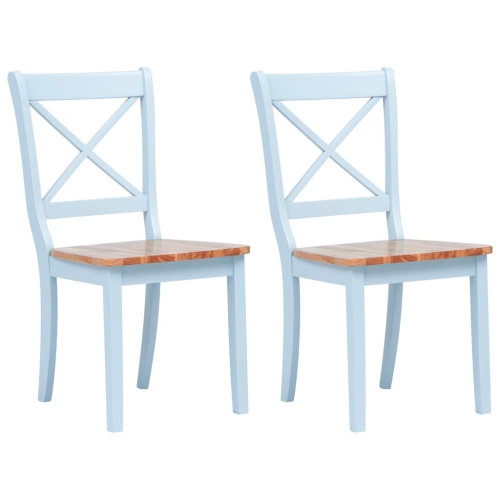 VIDAXL  Dining Chairs 2 PCs Grey And Light Wood Solid Rubber Wood