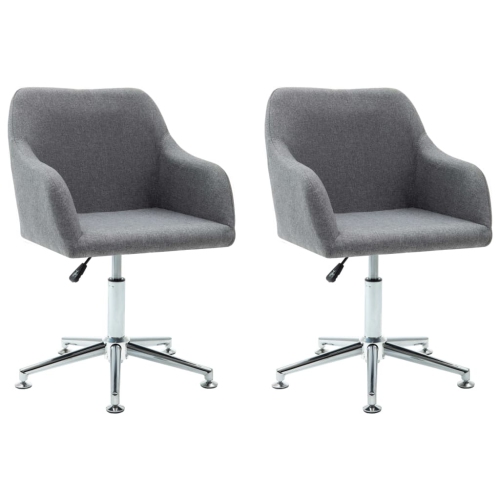 VIDAXL  Swivel Dining Chairs 2 PCs Light Fabric In Grey