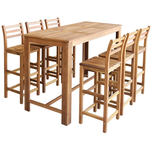 Ensemble 7 pièces en bois d'acacia massif pour table de bar et chaises vidaXL