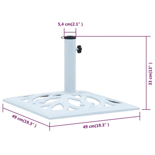 vidaXL 26.5-Pound Square Umbrella Base for 1.4, 1.5, 1.9 Inches Tube, Heavy-Duty Cast Iron White