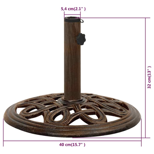vidaXL 19.4-Pound Round Umbrella Base for 1.4, 1.5, 1.9 Inches Tube, Heavy-Duty Cast Iron Bronze