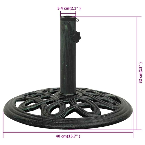 vidaXL 19.4-Pound Round Umbrella Base for 1.4, 1.5, 1.9 Inches Tube, Heavy-Duty Cast Iron Green