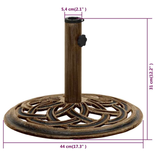 vidaXL 19-Pound Round Umbrella Base for 1.4, 1.5, 1.9 Inches Tube, Heavy-Duty Cast Iron Bronze