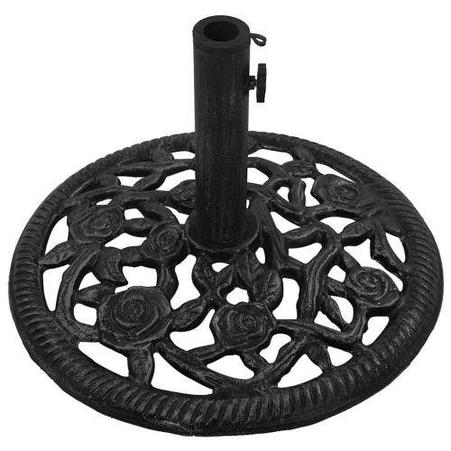 vidaXL 25.5-Pound Round Umbrella Base for 1.4, 1.5, 1.9 Inches Tube, Heavy-Duty Cast Iron Black
