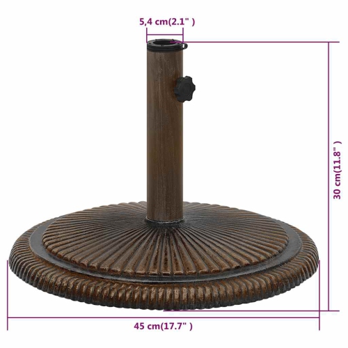 vidaXL 23.9-Pound Round Umbrella Base for 1.4, 1.5, 1.9 Inches Tube, Heavy-Duty Cast Iron Bronze