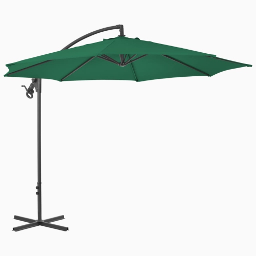 Parasol en porte-à-faux avec poteau en acier de 118,1 po de vidaXL, vert