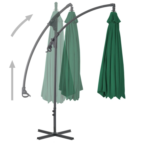 Parasol en porte-à-faux avec poteau en acier de 118,1 po de vidaXL, vert