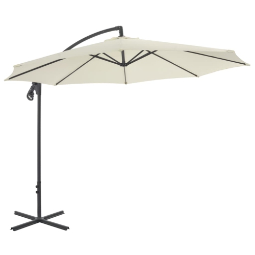 Parasol en porte-à-faux avec poteau en acier de 118,1 po de vidaXL - Sable